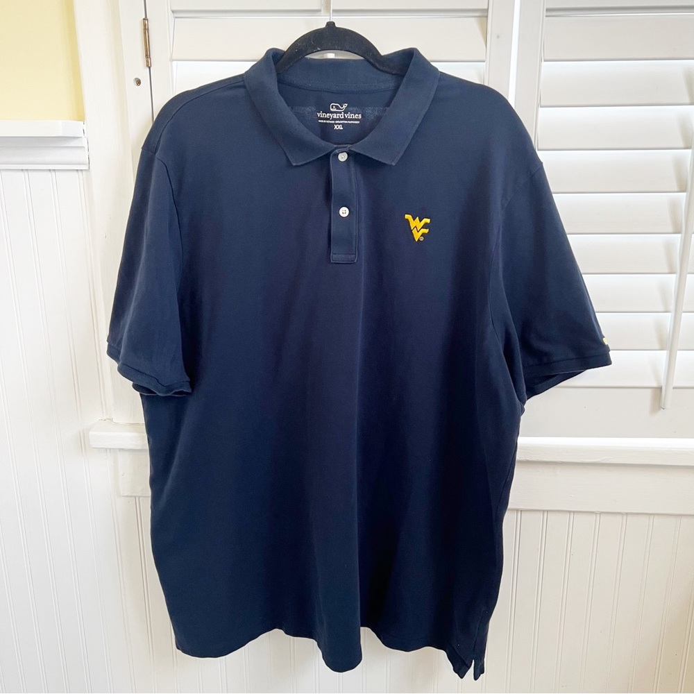 Vineyard Vines Navy Blue WVU Logo Short Sleeve Polo Shirt Men’s Size XXL